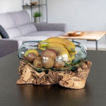 Decoratief object San Marino | Teakhout en Glas