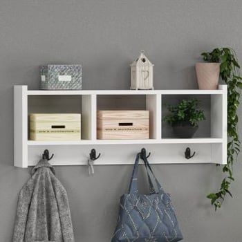 Kapstok met opbergruimte Woody Fashion | 76 x 22 x 35 cm | Wit