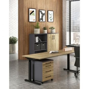 Bureauset Presley | Bureautafel, ladekast, open en gesloten archiefkast | Grandson Oak