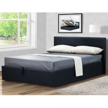 Kofferbed Chance met opbergruimte 140x200 - zwart kunstleer