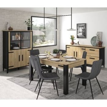 Eetkamerset Cork | Eettafel, vitrinekast, dressoir | Gold Oak-design