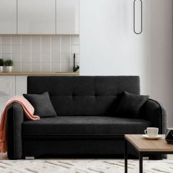 Tweezitbank met slaapfunctie Laina | 155 x 105 x 75 cm | Zwart