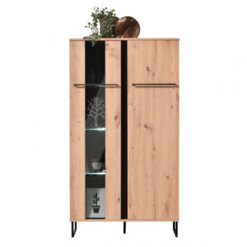 Vitrinekast Hoggas 84,5cm 2 deuren - eik/zwart 