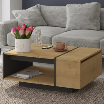 Salontafel Cube 90x60 cm - beige/ zwart