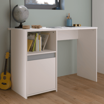 Bureau Rue 110cm met kast - wit/grijs of wit/roze