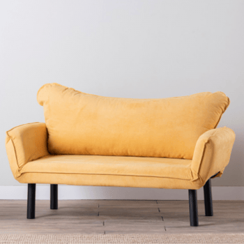 Slaapbank met 2 zitplaatsen | Comfort en stijl | Metalen frame | Mosterdkleur