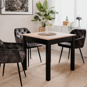 Verlengbare eettafel Coburg 80/120 x 80cm - eikdecor/zwart