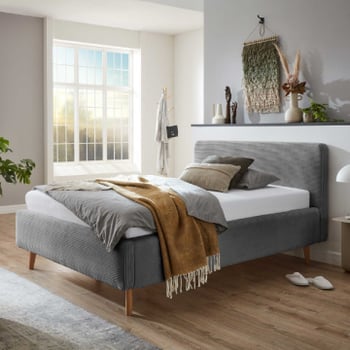 Gestoffeerd bed Madras 140x200cm ribfluweel - grijs