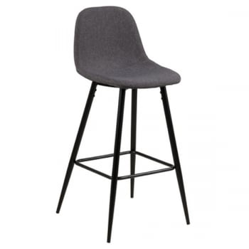 Barstoel Wilhelm, H:73cm - donkergrijs/zwart