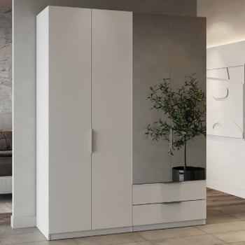 Kledingkast Spectre 157cm met spiegel - mat wit