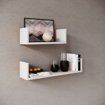 Set van 2 wandplanken 40x14.5 cm en 60x14.5 cm Britta-wit
