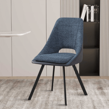 Filou' Bouclé blauwe Stoel | blauwe PU Bekleding - 85x48x56cm