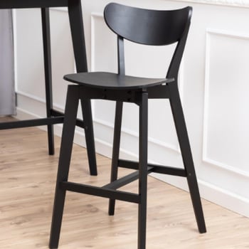 Roxby Barkruk: Zwart Eiken fineer, Rubberwood onderstel