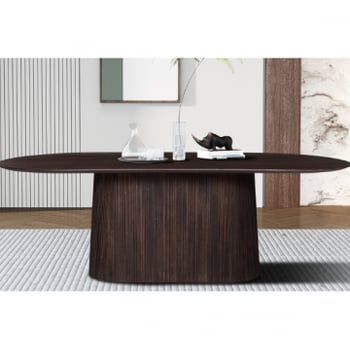 Miguel Ovale Eettafel 230cm Donkerbruin | Massief Mango Hout Structuur en Bovenblad