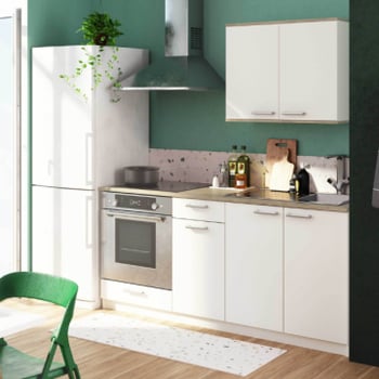 Kitchenette Chef - Bovenkast, onderkasten voor oven, spoelbak en kookplaat - Wit/MDF