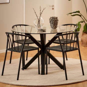 Ronde eettafel Hennie - Ø119cm - glazen tafelblad