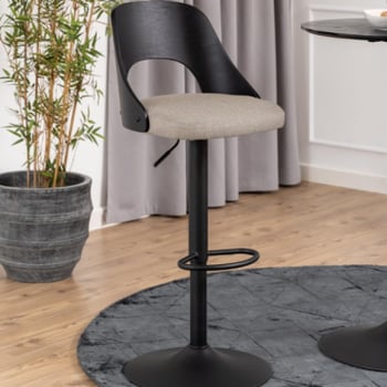 Barkruk Lucy - verstelbaar - zwart eikenfineer - beige