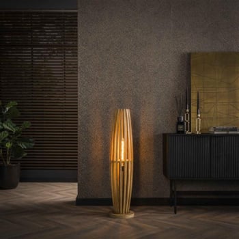 Vloerlamp Vivian - 22x105x22 cm - Mangohout/beige