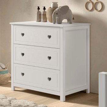 Commode Amori met 3 lades - dennenhout - wit