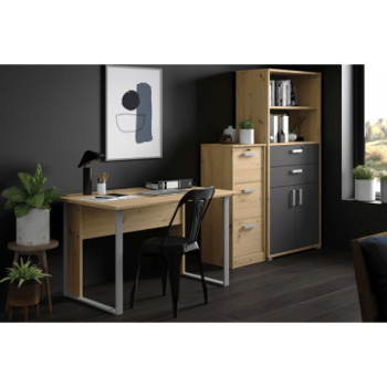 Kantoorset The Office: bureau 150cm, dossierkast, boekenkast - eikdecor