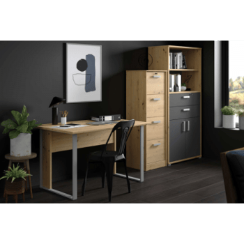 Kantoorset The Office: bureau 150cm, dossierkast, boekenkast - eikdecor