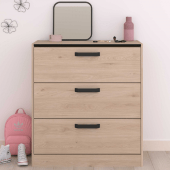 Commode Alma met drie lades - eikdecor/zwart