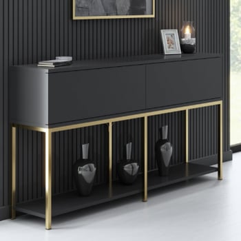 18mm Melamine Gecoat Console met Metalen Poten | Woody Fashion Antraciet Goud