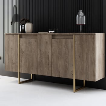 Dressoir Woody Fashion | 160 x 35 x 80 cm | Walnut Gold-design