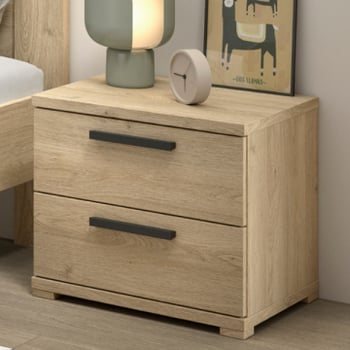 Nachtkastje Sammie - 50x39x47cm - met twee lades - eikdecor