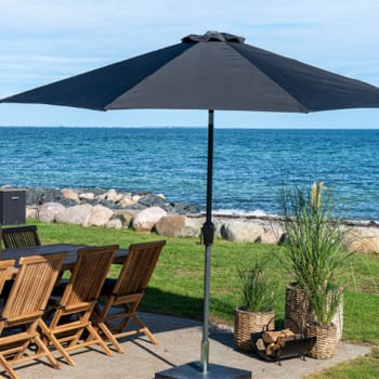 Houston Zwarte Parasol - Zwengel en Kantel, Metalen Stok, Ø300 cm
