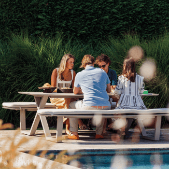 Picknicktafel Corfu - 220x212x72cm - met zitkussens - grijs aluminium