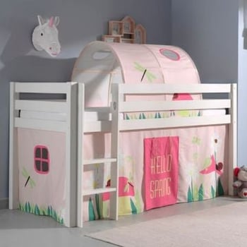 Halfhoogslaper Charlotte met bedtent & bedtunnel Spring - wit