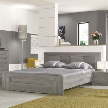 Tweepersoonsbed Hayden met lade 140x200 - lichtgrijze eik