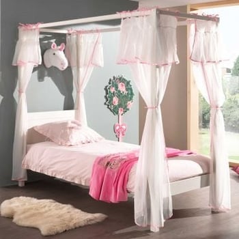 Hemelbed Charlotte 90x200 met voile Amori - wit