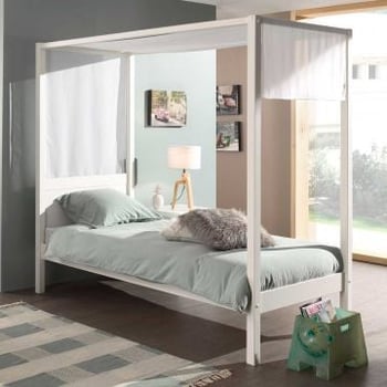 Hemelbed Charlotte 90x200 met voile - wit