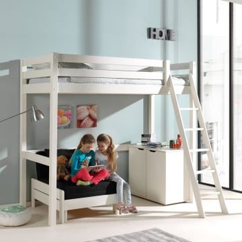 Hoogslaper Claire 90x200 met Charlotte-commode & Lena-zetelbed - wit