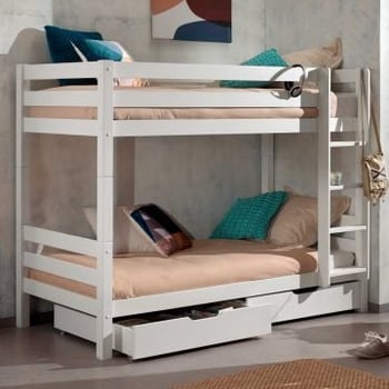 Stapelbed Claire 160cm met twee lades - wit