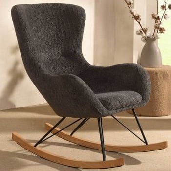 Schommelstoel Rocky - 96x75x101 cm - Bouclé/antraciet 