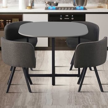Set tafel en stoelen Eva | 100 x 100 x 75 cm | Grijs