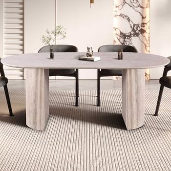 Ovale eettafel Lagos - 200x100x76cm - travertin