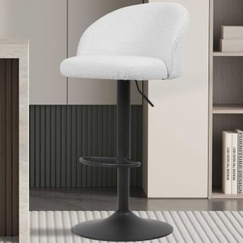 Barkruk Arda Bouclé Wit | Metalen poten | H-H 86/107 x B-L 49 x D-P 46 cm