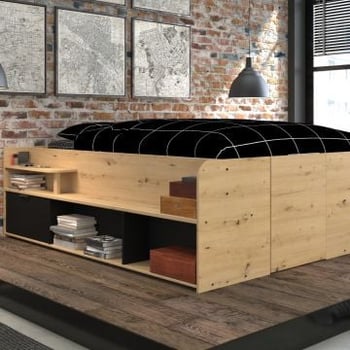 Bed met opbergruimte Taravel 140x200 - artisan eik