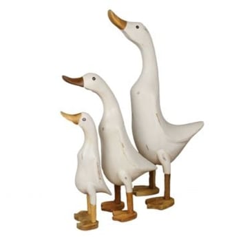 Handgemaakte Bamboe Eend Set - Wit
