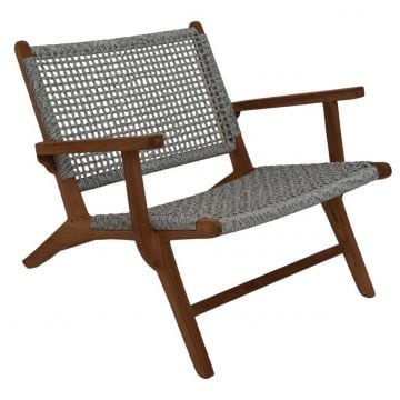 Tuinstoel Rio met armleuning - Teakhout/ grijs