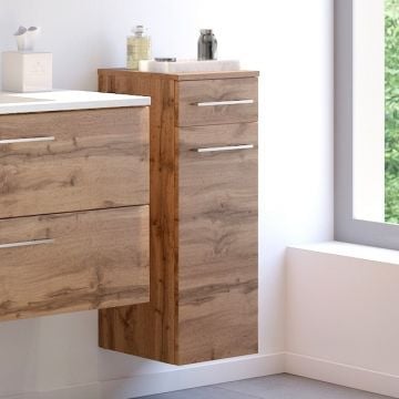 Badkamerkastje Sefa 30cm 1 deur & 1 lade - wotan eik