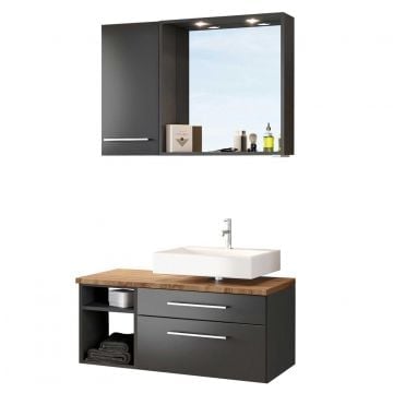 Badkamercombinatie Dasa 2 rechts - grafiet/mat grijs