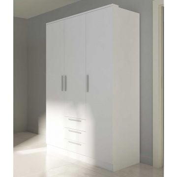 Kledingkast Ramos 120cm met 3 deuren & 3 laden - wit