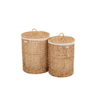 Set van 2 manden+deksel was waterhyacint naturel
