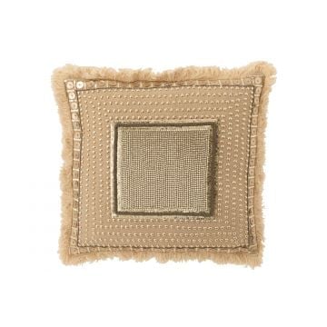 Kussen boord ibiza katoen beige/wit