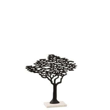 Figuur boom op voet aluminium/marmer zwart/wit